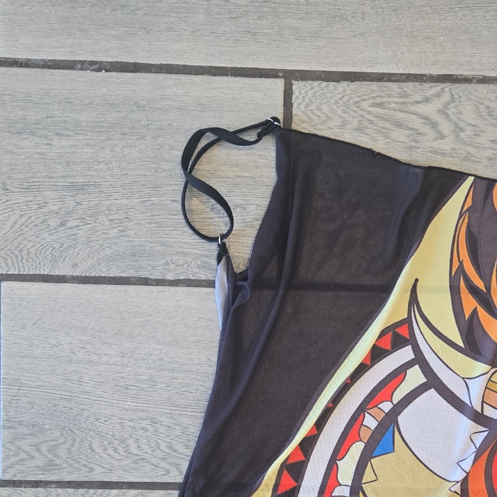 Original‎ One-Size Colorful Owl Print Sheer Swim Cover-Up - Picture 2 of 6